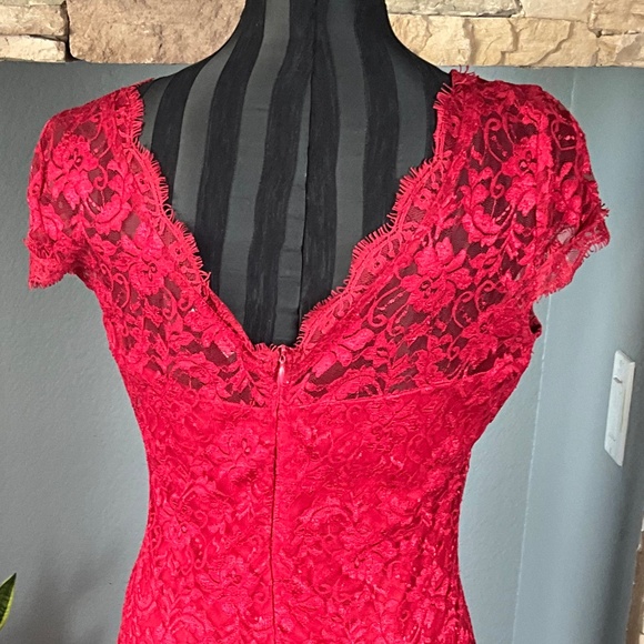 Whimsigoth Vamp Stretch Lace Maxi Gown Mermaid Fairygrunge Pinup Siren Red L - Picture 7 of 12